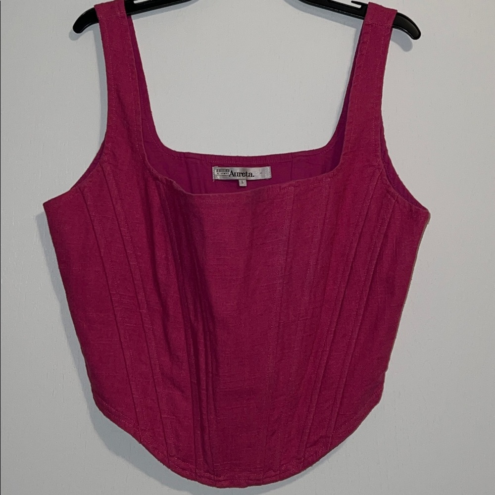 Aureta Revolve Sophia Bustier Corset fuchsia crop top neckline Size L romantic - Picture 2 of 4